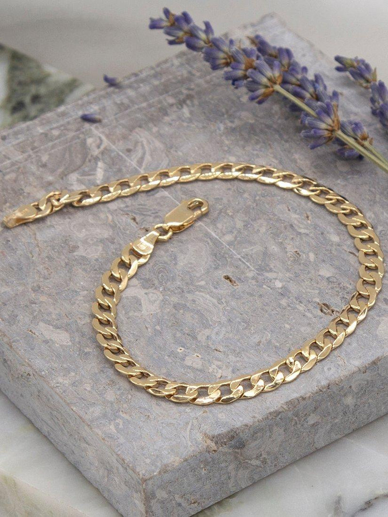 IBB 18ct gold hollow six-sided curb chain bracelet 21.5cm, UK version