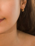 IBB 18ct gold creole hoop earrings with star pattern - UK version