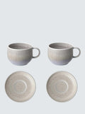 Porcelain Espresso Cup and Saucer Set of 2, 60ml Capacity, Sand Finish