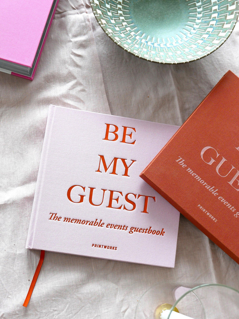 PRINTWORKS Be My Guest Book pink rust guest book, imported from the UK