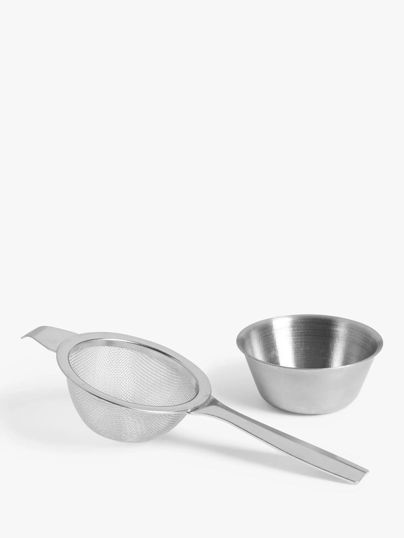 John Lewis stainless steel tea strainer with stand - British product