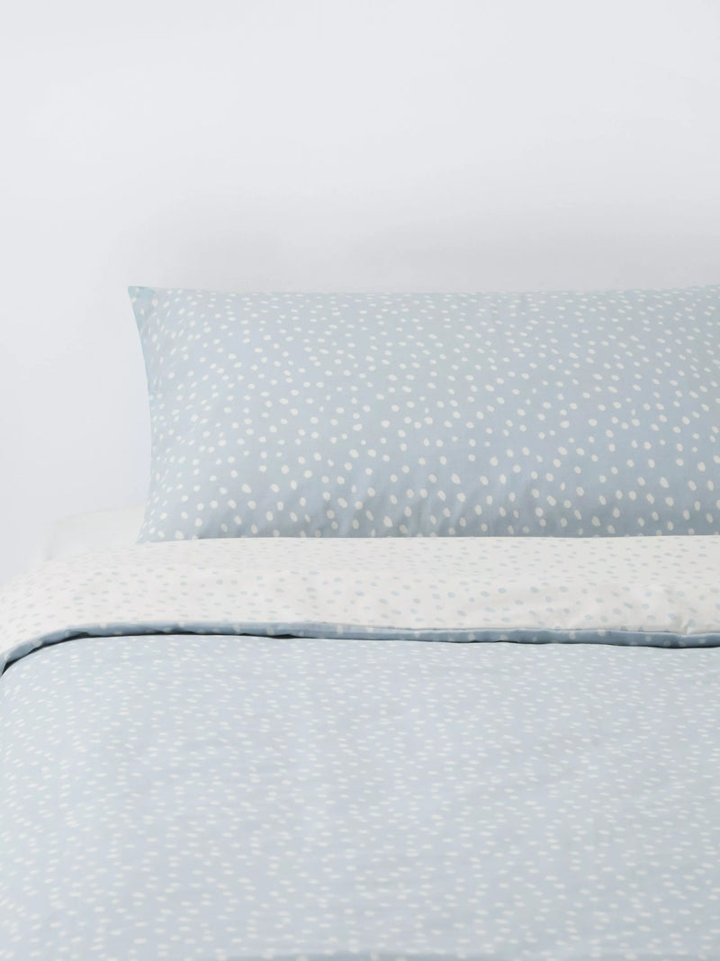 John Lewis blue spots cotton duvet cover and pillowcase set for cot - British product