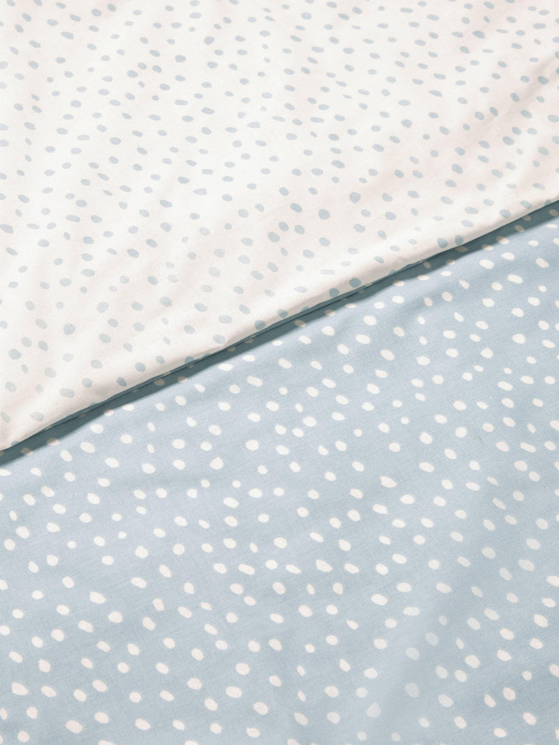 John Lewis blue spots cotton duvet cover and pillowcase set for cot - British product