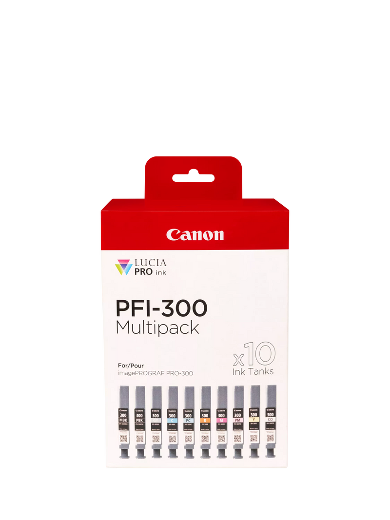 Canon PFI-300 ink cartridge multipack 10-pack (British brand)