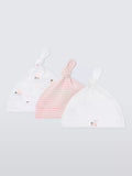 John Lewis cotton baby hats pack of 3 pink, UK version