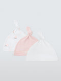 John Lewis cotton baby hats pack of 3 pink, UK version