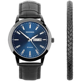 Sekonda men's watch set black croc strap blue dial, UK version