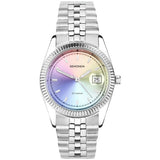 Sekonda ladies stainless steel silver bracelet watch with rainbow dial, imported from the UK