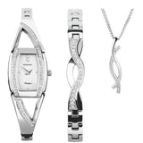 Sekonda ladies silver watch set with stone detailing - British product