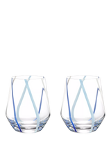 John Lewis Anton Studio Designs Rio Striped Double Old Fashioned Glass Tumblers Set of 2 Azure 450ml- Buy online at McGrocer