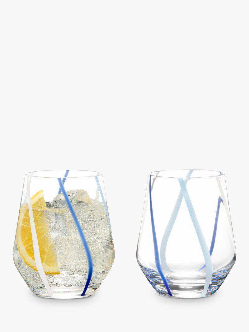 Anton Studio Designs azure striped glass tumblers 450ml set of 2, UK version