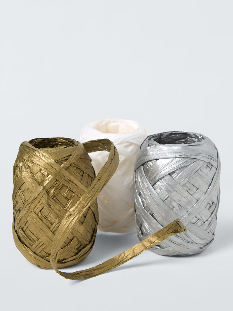 John Lewis Gift Raffia pack of 3 ribbons, UK version