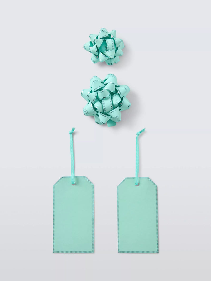 John Lewis bow and tag set aqua blue green (British brand)