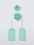 John Lewis bow and tag set aqua blue green (British brand)