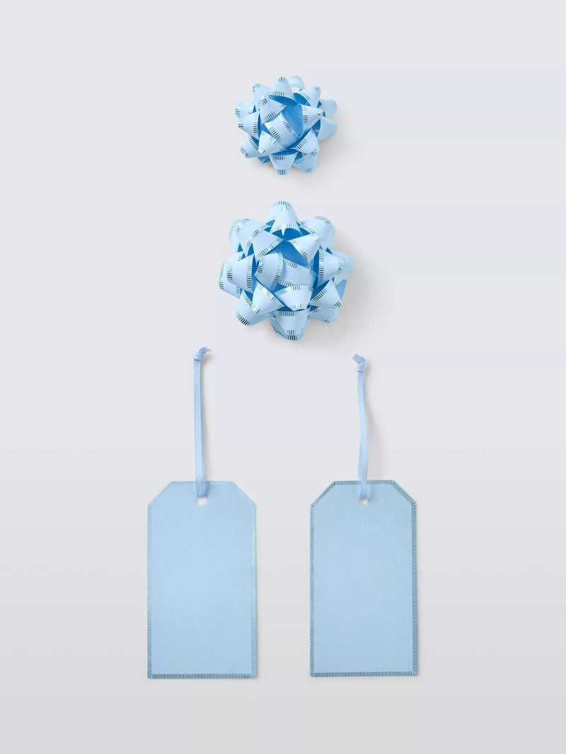 John Lewis bow and tag set in light blue, UK version