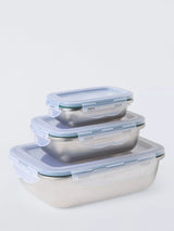John Lewis John Lewis X Deliciously Ella Stainless Steel Food Storage Containers & Lids, Set of 3 (220ml, 600ml, 1.5L)- Buy online at McGrocer