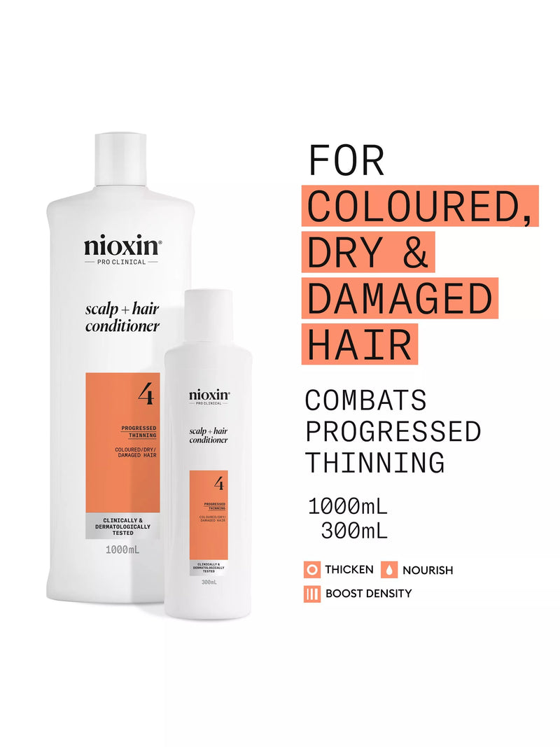 Nioxin scalp and hair thickening conditioner for coloured or dry damaged hair with progressed thinning, 300ml, imported from the UK