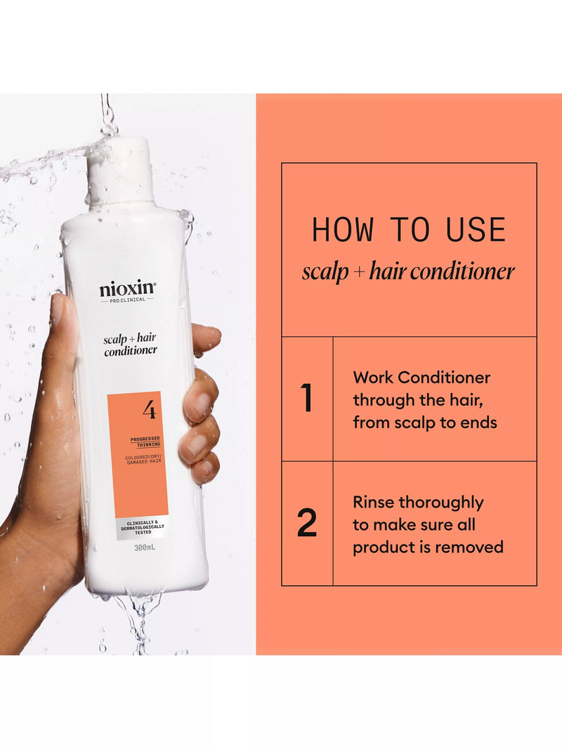 Nioxin scalp and hair thickening conditioner for coloured or dry damaged hair with progressed thinning, 300ml, imported from the UK