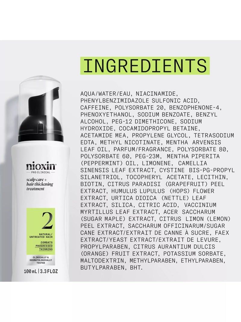 Nioxin scalp and hair thickening treatment for natural hair with progressed thinning, 100ml, imported from the UK