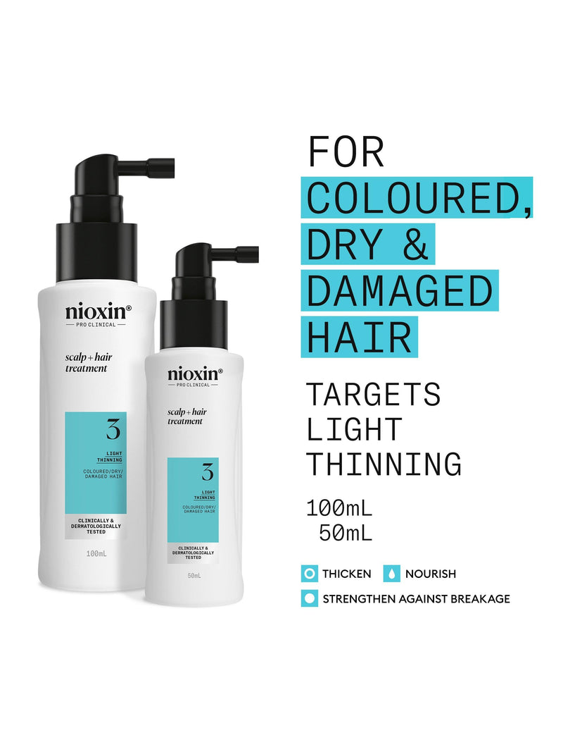Nioxin hair thickening serum for coloured or dry damaged hair with light thinning 100ml, imported from the UK