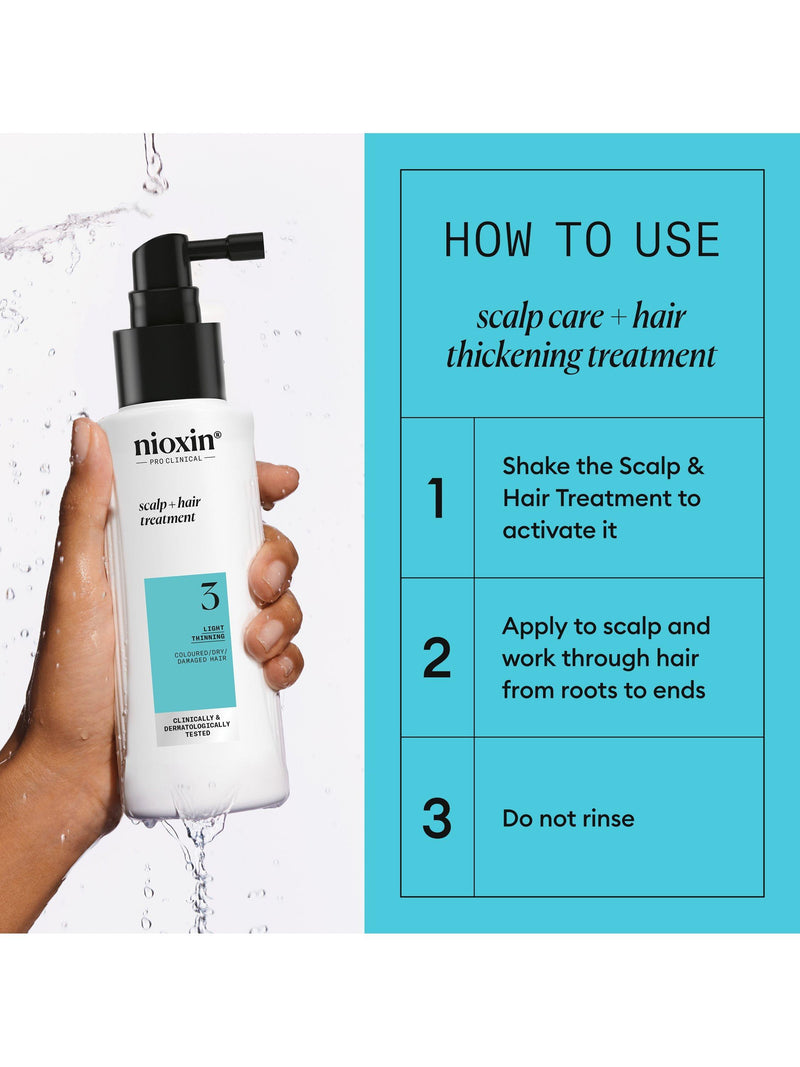 Nioxin hair thickening serum for coloured or dry damaged hair with light thinning 100ml, imported from the UK