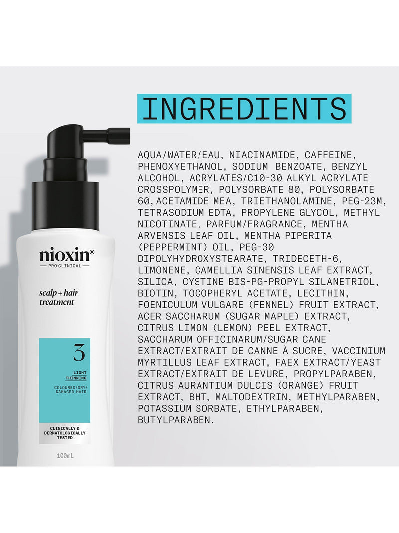 Nioxin hair thickening serum for coloured or dry damaged hair with light thinning 100ml, imported from the UK