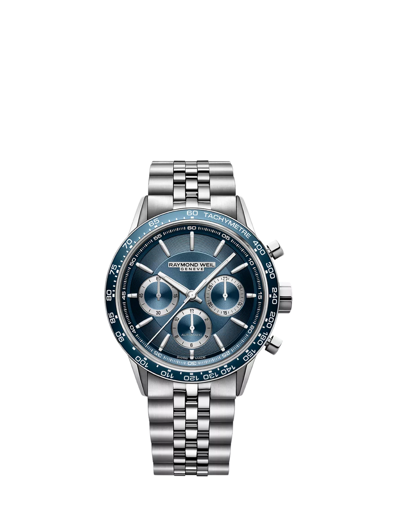 Raymond Weil Freelancer blue dial chronograph watch 43.5mm - British product