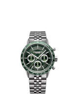 John Lewis Raymond Weil Men's Freelancer Chronograph Automatic Watch, Silver/Green- Buy online at McGrocer