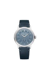 John Lewis Raymond Weil Millesime Silver/Blue Automatic Leather Strap Watch 39.5mm- Buy online at McGrocer