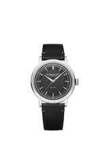 John Lewis Raymond Weil Men's Millesime Automatic Leather Strap Watch, Silver/Black, 39.5mm- Buy online at McGrocer