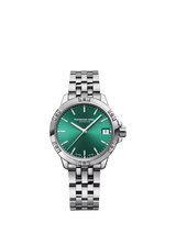 John Lewis Raymond Weil Tango Women's 30 Date Bracelet Watch, Silver/Green- Buy online at McGrocer