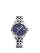 John Lewis Raymond Weil Women's Tango 30mm Frosted Date Bracelet Watch, Silver/Purple- Buy online at McGrocer