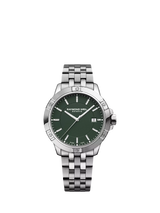 John Lewis Raymond Weil Men's Tango Silver/Green Date Bracelet Watch 41mm- Buy online at McGrocer
