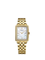 John Lewis Raymond Weil Women's Toccata 34mm Mother of Pearl Diamond Gold Bracelet Watch- Buy online at McGrocer