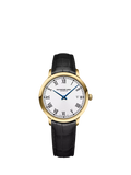 Raymond Weil Toccata watch with black strap and white dial (British brand)