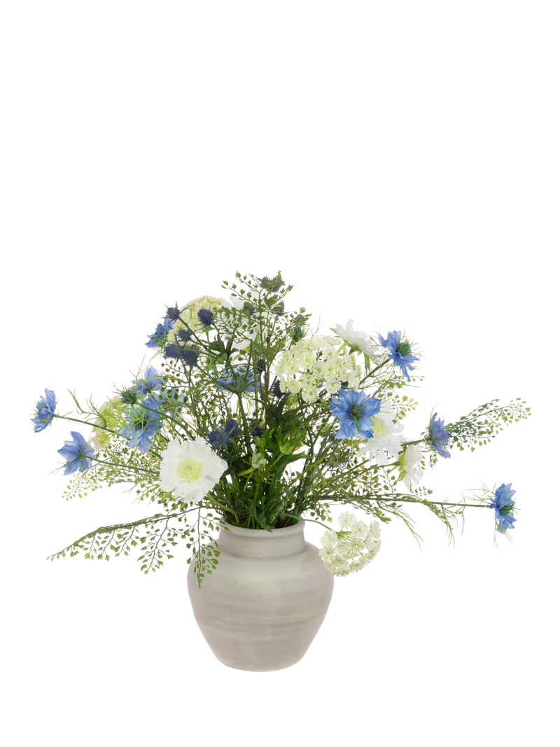 Floralsilk artificial bouquet white blue 53cm, imported from the UK
