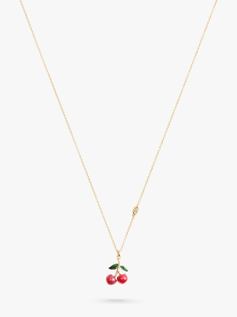 Coach cherry cluster pendant necklace in gold and red, UK version
