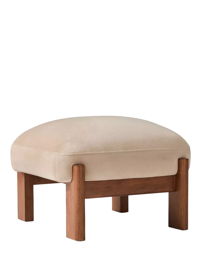 West Elm Nils Velvet Footstool Clay Cool Walnut (British brand)