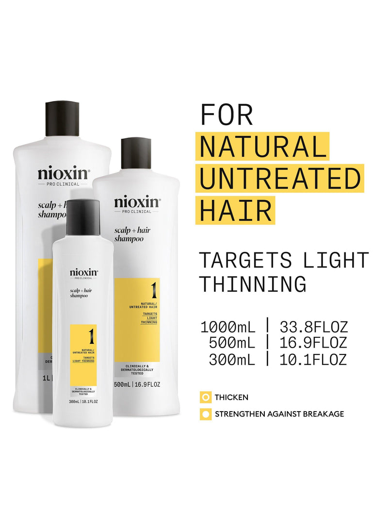 Nioxin thickening shampoo for natural hair with light thinning 300ml, imported from the UK