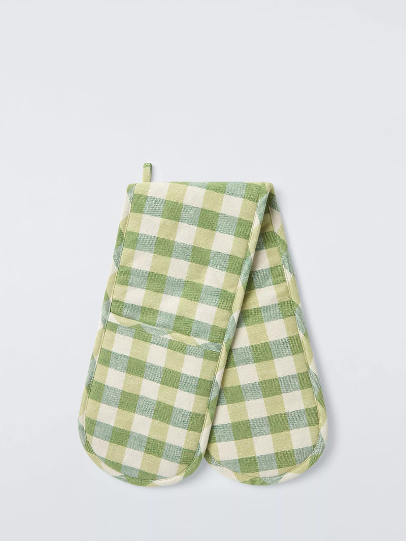 John Lewis gingham double oven glove pistachio - British product