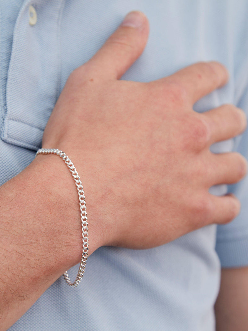 Hoxton London silver curb chain bracelet D20cm - British product
