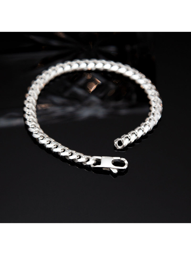 Hoxton London men's silver curb chain bracelet 20cm, imported from the UK