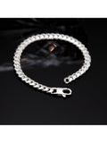 Hoxton London men's silver curb chain bracelet 20cm, imported from the UK