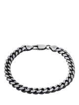 John Lewis Hoxton London Men's Oxidised Flat Curb Bracelet in Silver, 21cm- Buy online at McGrocer