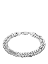 John Lewis Hoxton London Men's Diamond Cut Double Curb Chain Bracelet Silver 20cm- Buy online at McGrocer