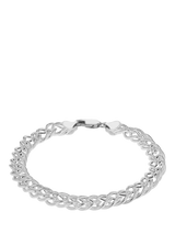John Lewis Hoxton London Double Link Curb Chain Bracelet, Silver, 20cm- Buy online at McGrocer