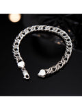 Hoxton London double link curb chain bracelet silver, UK version