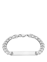 John Lewis Hoxton London Men's ID Curb Chain Bracelet in Sterling Silver- Buy online at McGrocer