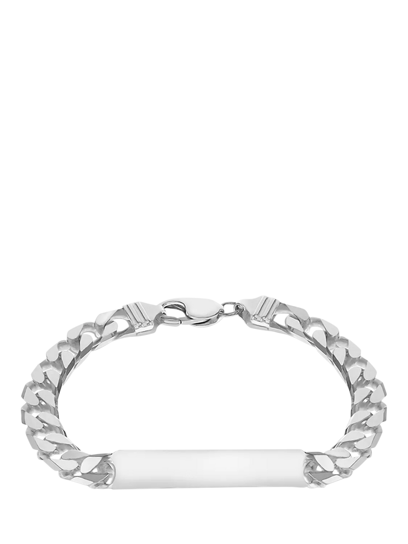Hoxton London men's silver ID curb chain bracelet - British product