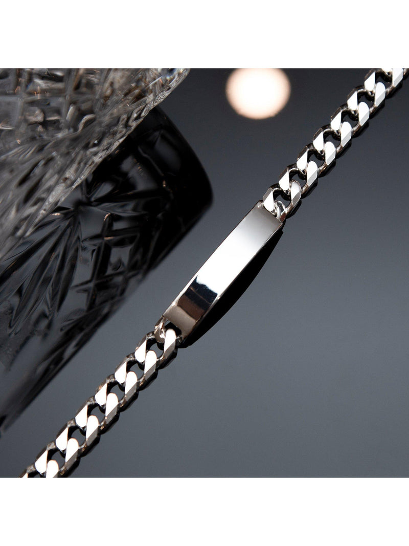 Hoxton London men's silver ID curb chain bracelet - British product